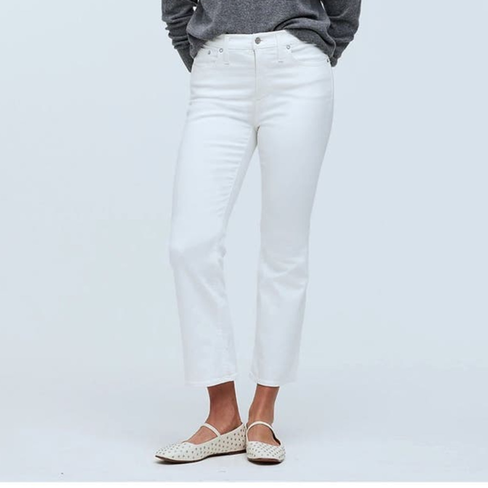 Madewell Kick Out Crop White Jeans Size W 32